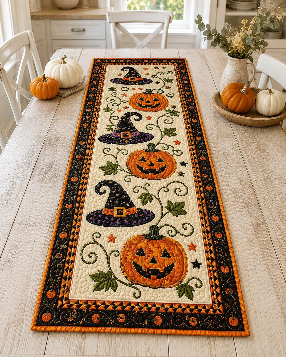 🎃 Halloween-tafelkleed met quiltpatroon – gezellige herfstdecoratie in een handomdraai