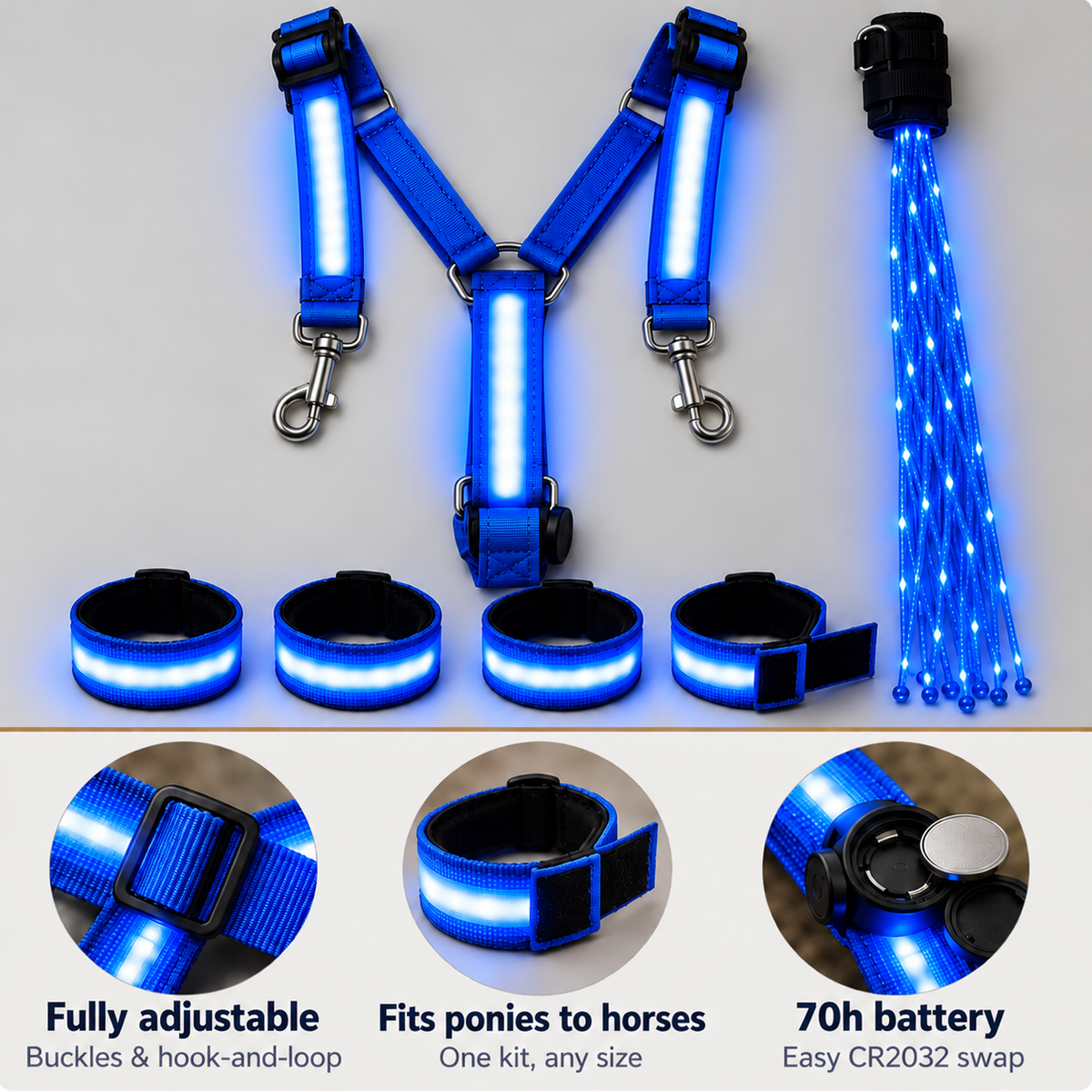 🐎💡 Verlichte Rijset – Zie en Word Gezien in het Donker!
