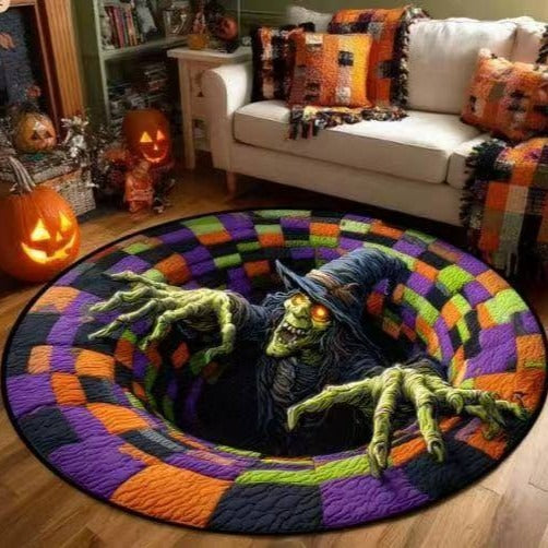 🔥 VANDAAG 50% KORTING 🎃 3D-skelet Vortex gewatteerd rond Halloween-vloerkleed
