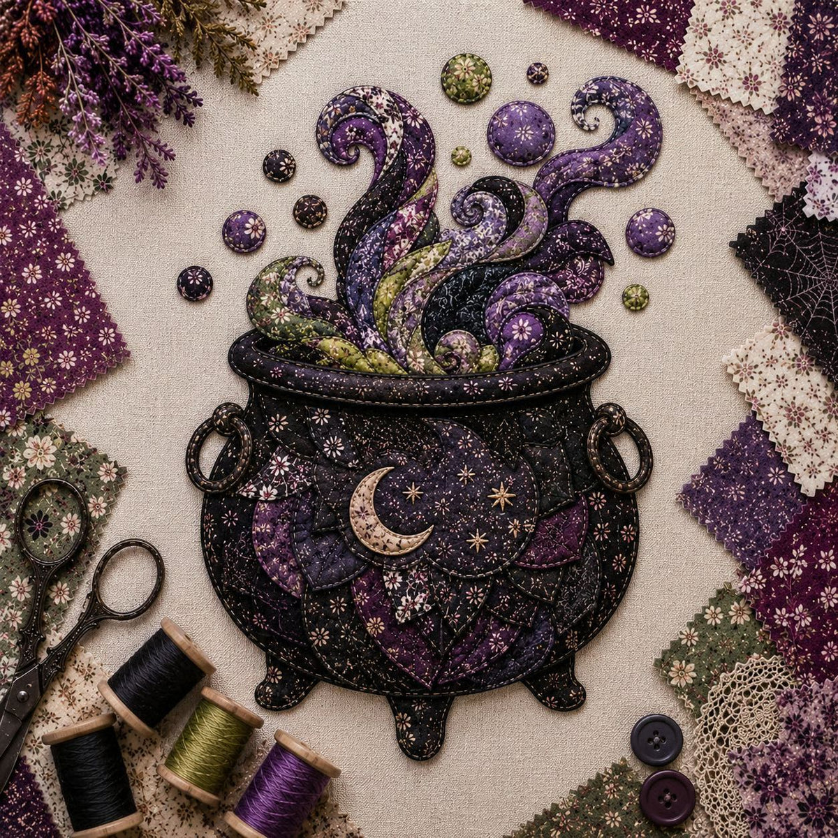 🎃🧵 Halloween Patchwork DIY Set – Maak Je Eigen Spookachtige Kunstwerk!