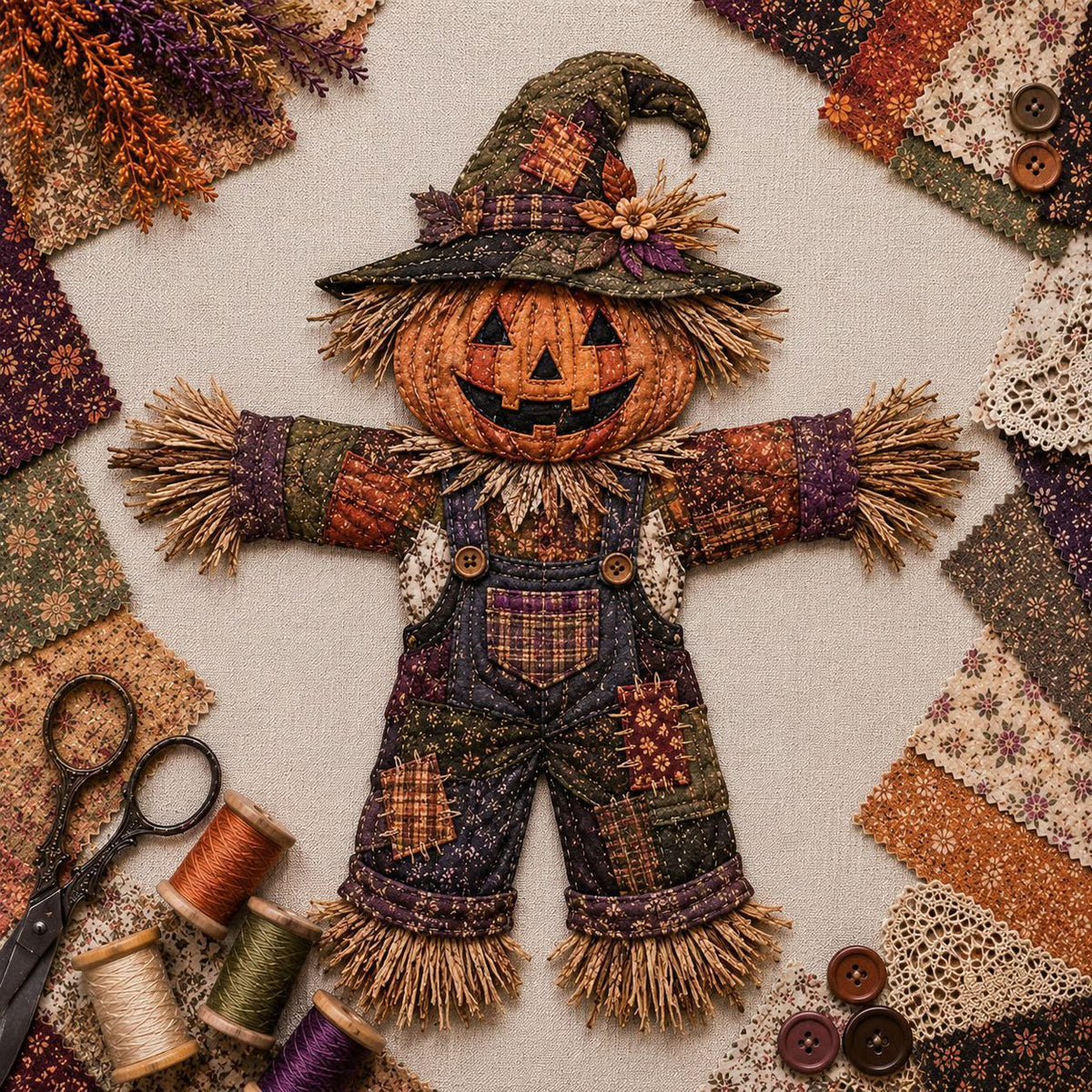 🎃🧵 Halloween Patchwork DIY Set – Maak Je Eigen Spookachtige Kunstwerk!