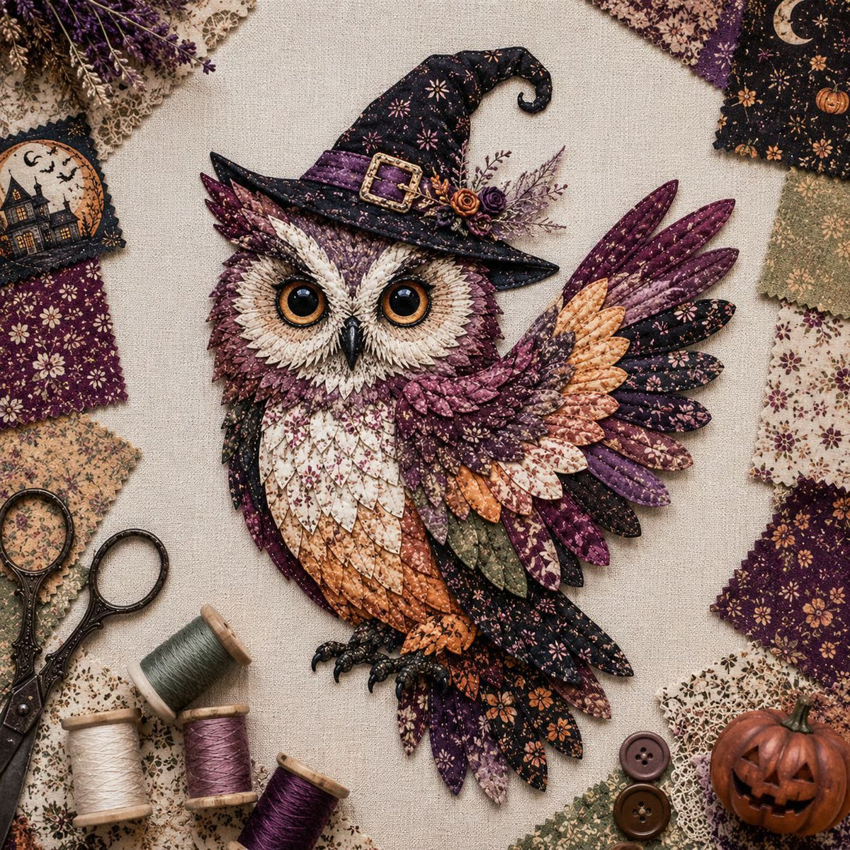 🎃🧵 Halloween Patchwork DIY Set – Maak Je Eigen Spookachtige Kunstwerk!