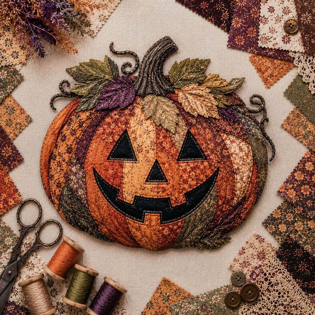 🎃🧵 Halloween Patchwork DIY Set – Maak Je Eigen Spookachtige Kunstwerk!