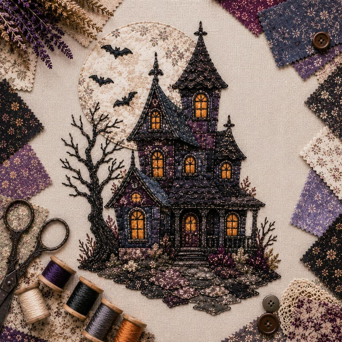 🎃🧵 Halloween Patchwork DIY Set – Maak Je Eigen Spookachtige Kunstwerk!
