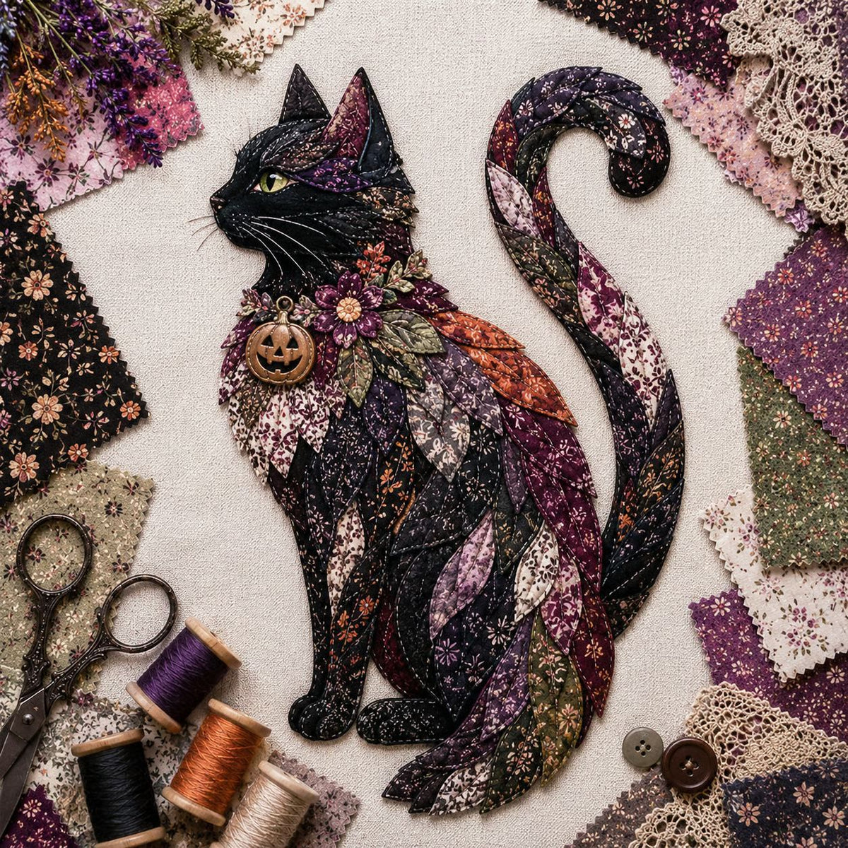🎃🧵 Halloween Patchwork DIY Set – Maak Je Eigen Spookachtige Kunstwerk!