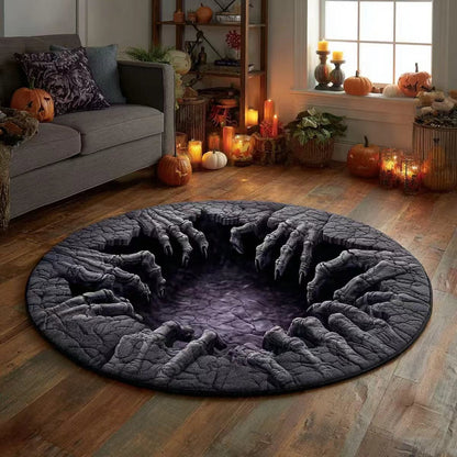 🔥 VANDAAG 50% KORTING 🎃 3D-skelet Vortex gewatteerd rond Halloween-vloerkleed
