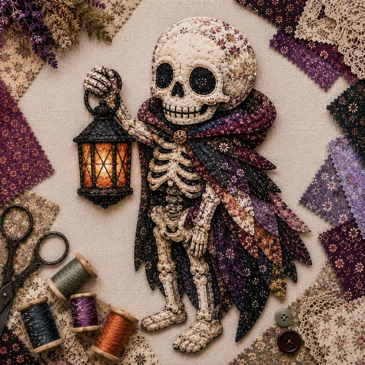 🎃🧵 Halloween Patchwork DIY Set – Maak Je Eigen Spookachtige Kunstwerk!