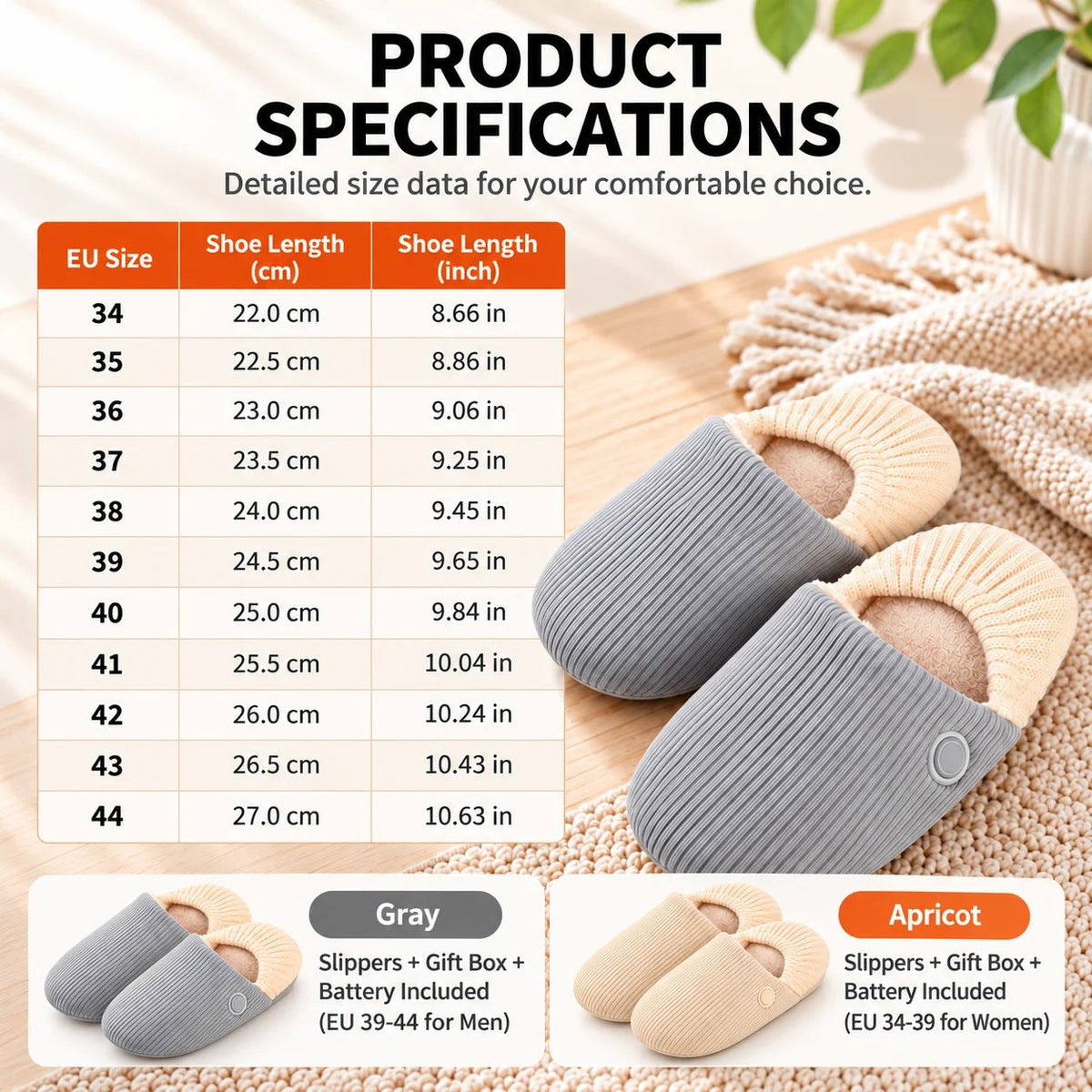 👣 Slimme Verwarmde Pantoffels – Overal Warmte in Huis