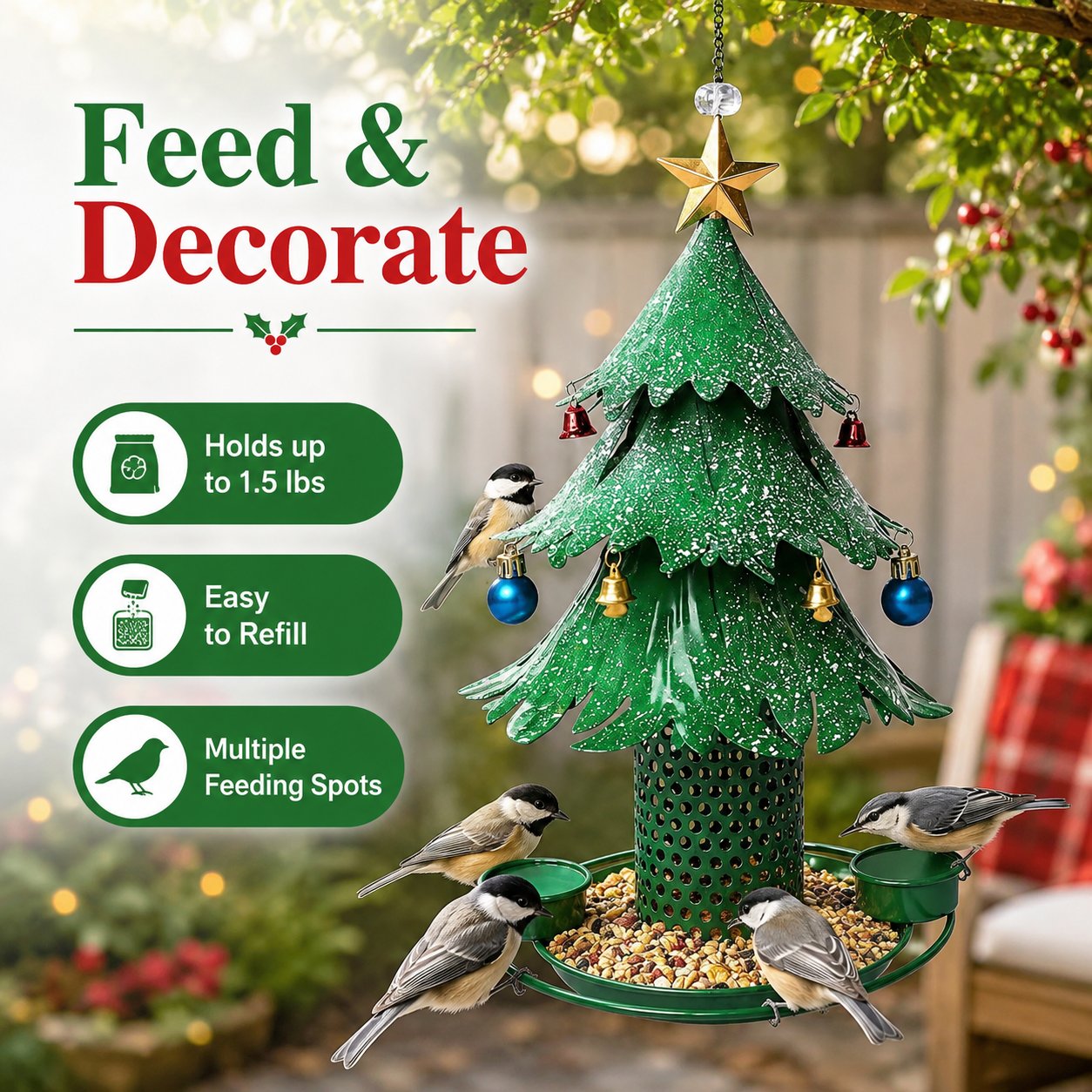 Kerstboom-vogelvoederbak 🎄 Feestelijke kerstversiering voor in de tuin