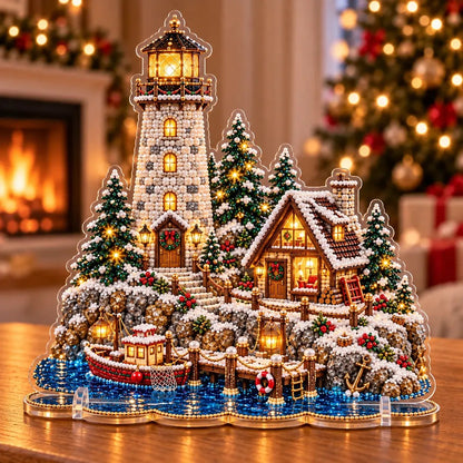 ✨ Premium Parel Kerstvuurtoren Diamond Painting-kunstset | Luxe, fluweelzacht canvas met krasbestendige, kleurvaste parelkralen – DIY-kerstdecoratie 🎅⛄️❄️