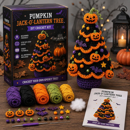 🎃 DIY-haakpakket voor een Halloween-boom | Alles-in-één-pakket voor een griezelige tafeldecoratie van 7 inch met verschillende lagen 🧶👻✨