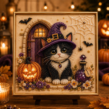 🐈‍⬛🎃DIY-schilderpakket voor Halloween-katten met parelkraaltjes