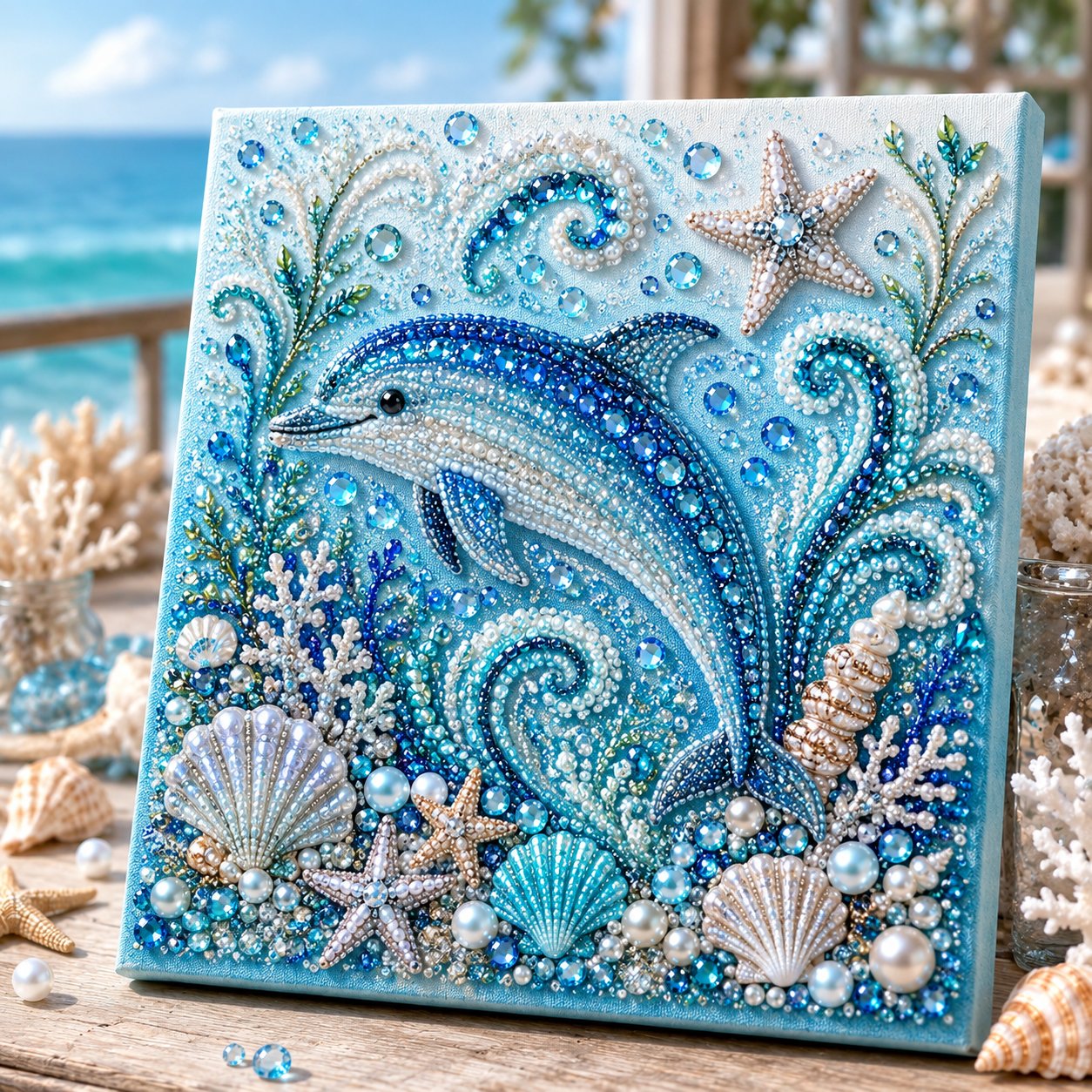 🌊✨ DIY-set ‘Parelkunst met oceaanthema’ – Ontspannend knutselproject om prachtige kunstwerken met een kustthema te maken