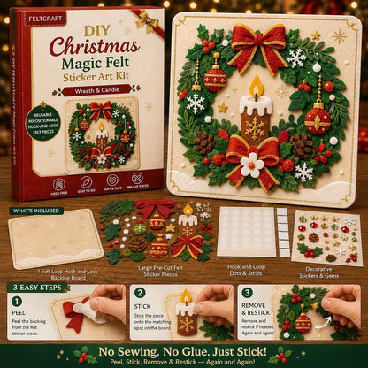 🎄 DIY-kerstmagie: kunstset met viltstickers – afpellen, plakken en creatief aan de slag