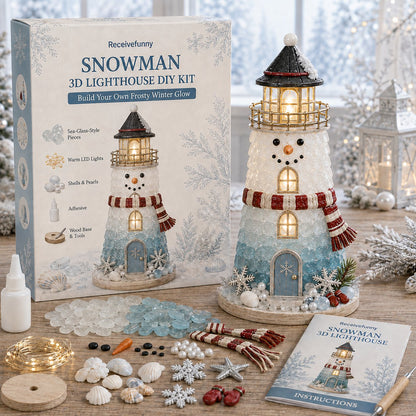 🎄Een voor beginners geschikte doe-het-zelfset voor een verlichte kerstfiguur in de vorm van een vuurtoren in zeeglasstijl | Complete set inclusief onderdelen in zeeglasstijl, led-lampjes en een stapsgewijze handleiding 💕