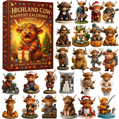 🐮Highland Cow Adventskalender 2025🎄 - 3D handgemaakte Highland Cow Pop (24 stuks)