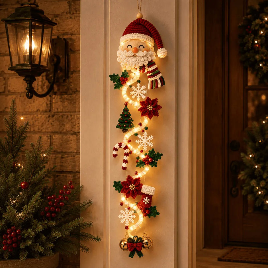 🎄MerryCascade™ Verlichte kerstdeurhanger | 6 feestelijke verlichte ontwerpen met een warme gloed, driedimensionale details en ruimtebesparende verticale decoratie ✨