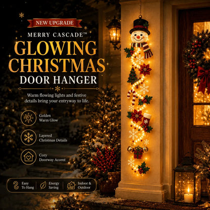 🎄MerryCascade™ Verlichte kerstdeurhanger | 6 feestelijke verlichte ontwerpen met een warme gloed, driedimensionale details en ruimtebesparende verticale decoratie ✨