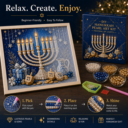 🕎✨ Hanukkah Pearl Art DIY-set — maak samen iets moois, parel voor parel