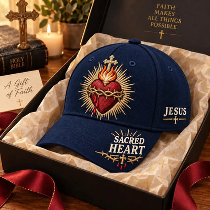 ❤️Sacred Heart of Jesus Faith-baseballpet✝️Draag je geloof. Draag Zijn liefde met je mee.