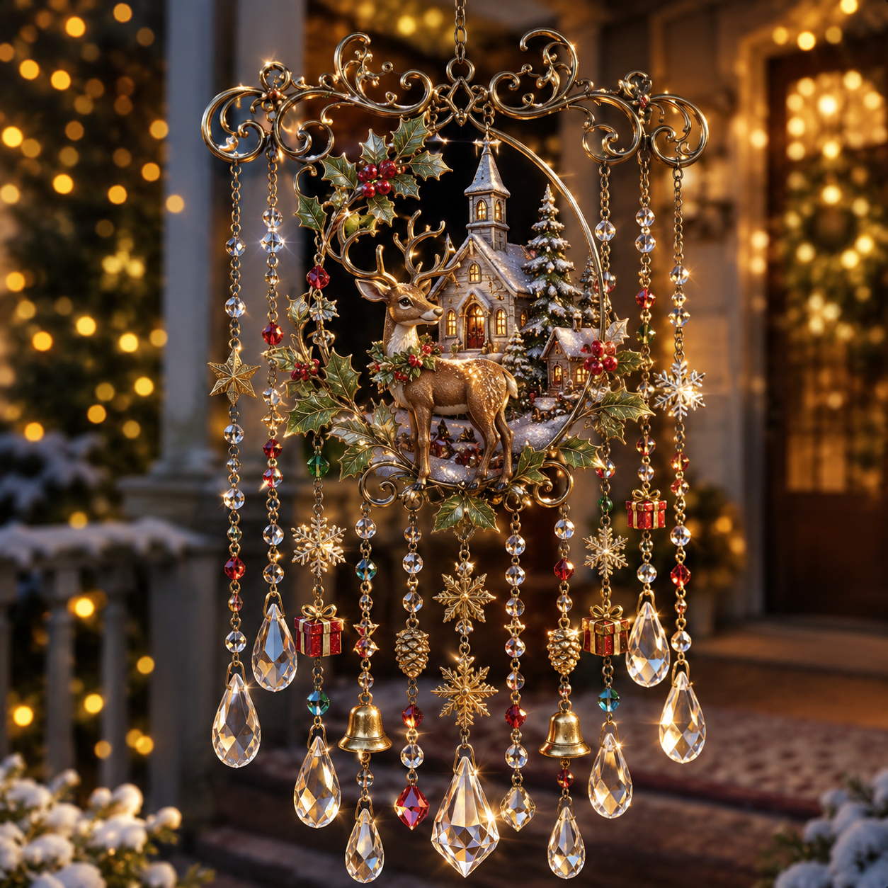 ✨ Kerst Windgong met Kristallen – Laat Jouw Huis Stralen Deze Feestdagen! 🎄💎
