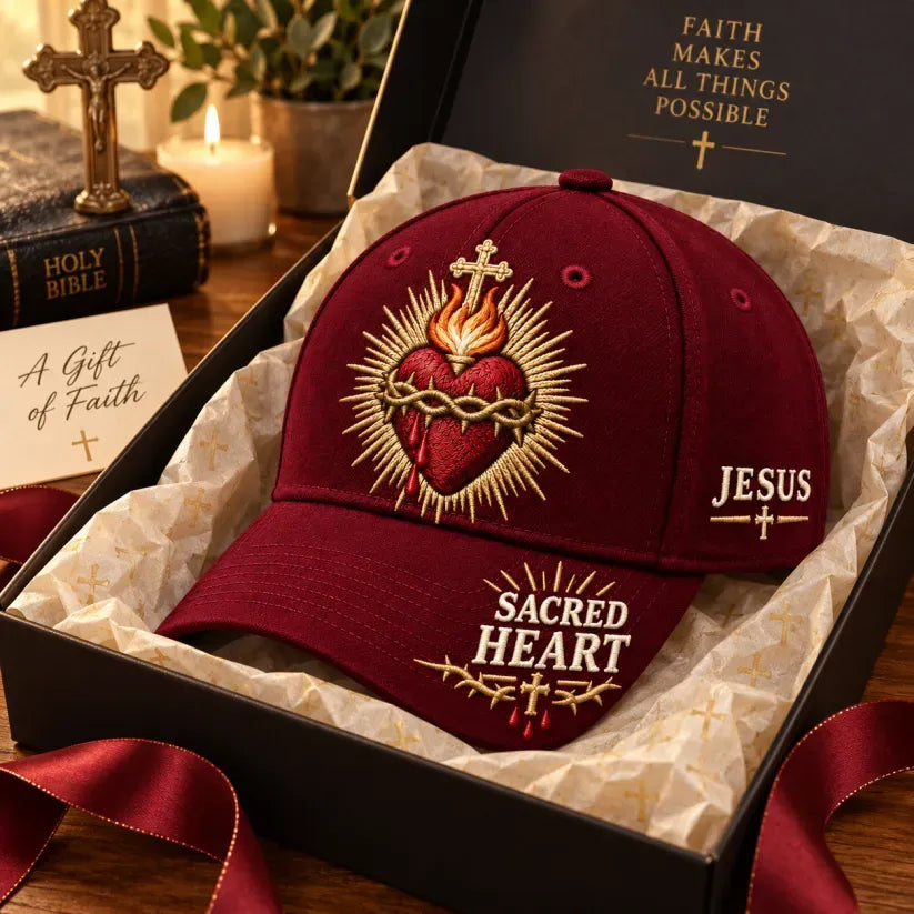 ❤️Sacred Heart of Jesus Faith-baseballpet✝️Draag je geloof. Draag Zijn liefde met je mee.