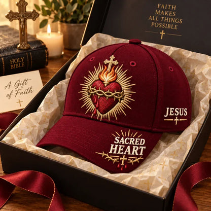 ❤️Sacred Heart of Jesus Faith-baseballpet✝️Draag je geloof. Draag Zijn liefde met je mee.
