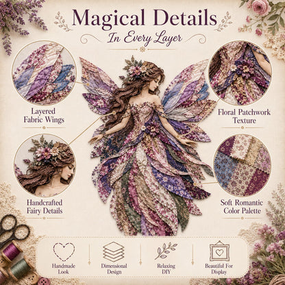 🧚‍♀️🌸 Premium doe-het-zelfpakket ‘Fairy Patchwork’ | Hoogwaardige gelaagde stof met bloemmotiefvleugels – doe-het-zelf, handgemaakte fantasiewanddecoratie ✨