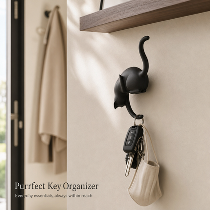 🐈‍⬛🗝️ Creatieve Zwarte Kattenstaart Sleutelhouder – Hanghaak voor Huisdecoratie 🏠