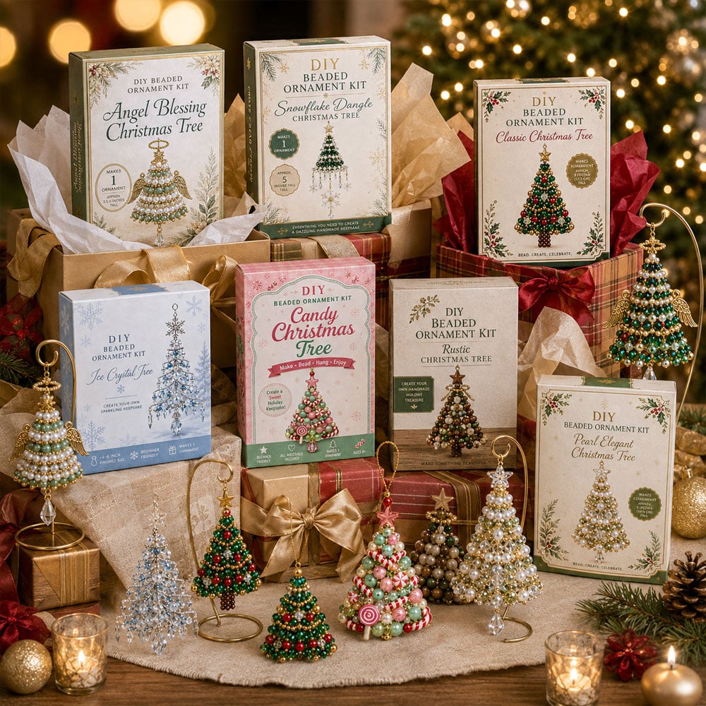 🎄 DIY-set voor kerstboomversieringen met kralen – Maak je eigen sprankelende kerstsouvenir! ✨💎