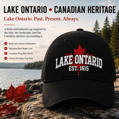 🔥LAATSTE DAG 50% KORTING - 🍁Lake Ontario Forever – Geborduurde pet in retro-stijl (🧢100% katoen)