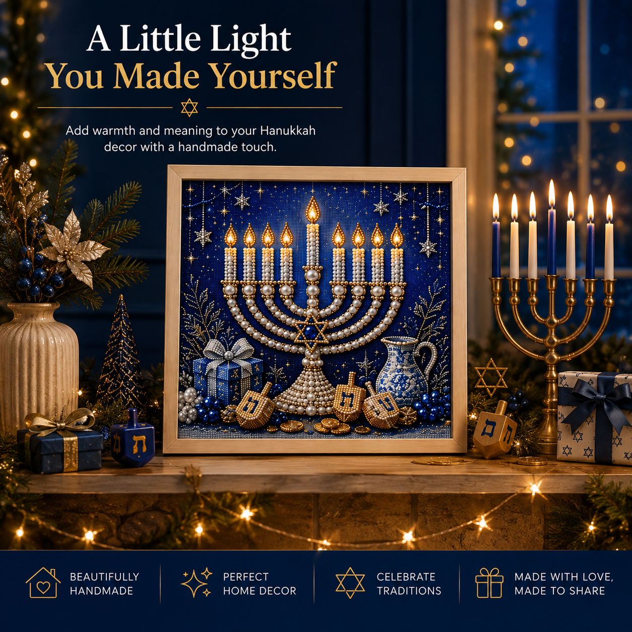 🕎✨ Hanukkah Pearl Art DIY-set — maak samen iets moois, parel voor parel