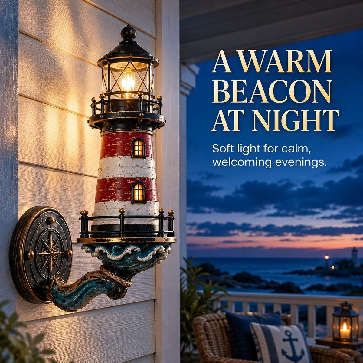 ⚓✨ Vintage Kust Vuurtoren Wandlamp – Breng de Zee in Huis!