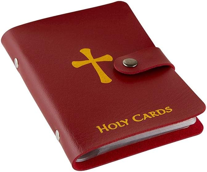 ✝️ Katholieke gebedskaartjeshouder van echt leer – Gebedskaartjeshouder voor in de zak met drukknoopsluiting