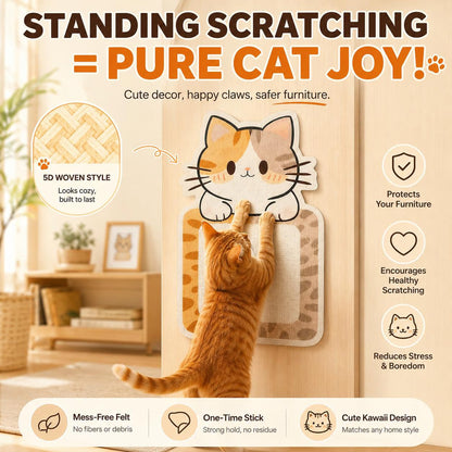 🐱 Schattige Krabmat - 🛋️Schattige zelfklevende viltmatten voor wandbescherming, geschikt voor huiskatten en ter bescherming van meubels, deuren en ramen