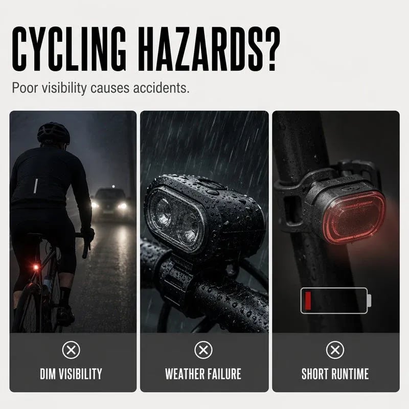 🚴‍♂️💡 Professionele Fietsverlichting Set – Voor- en Achterlicht!