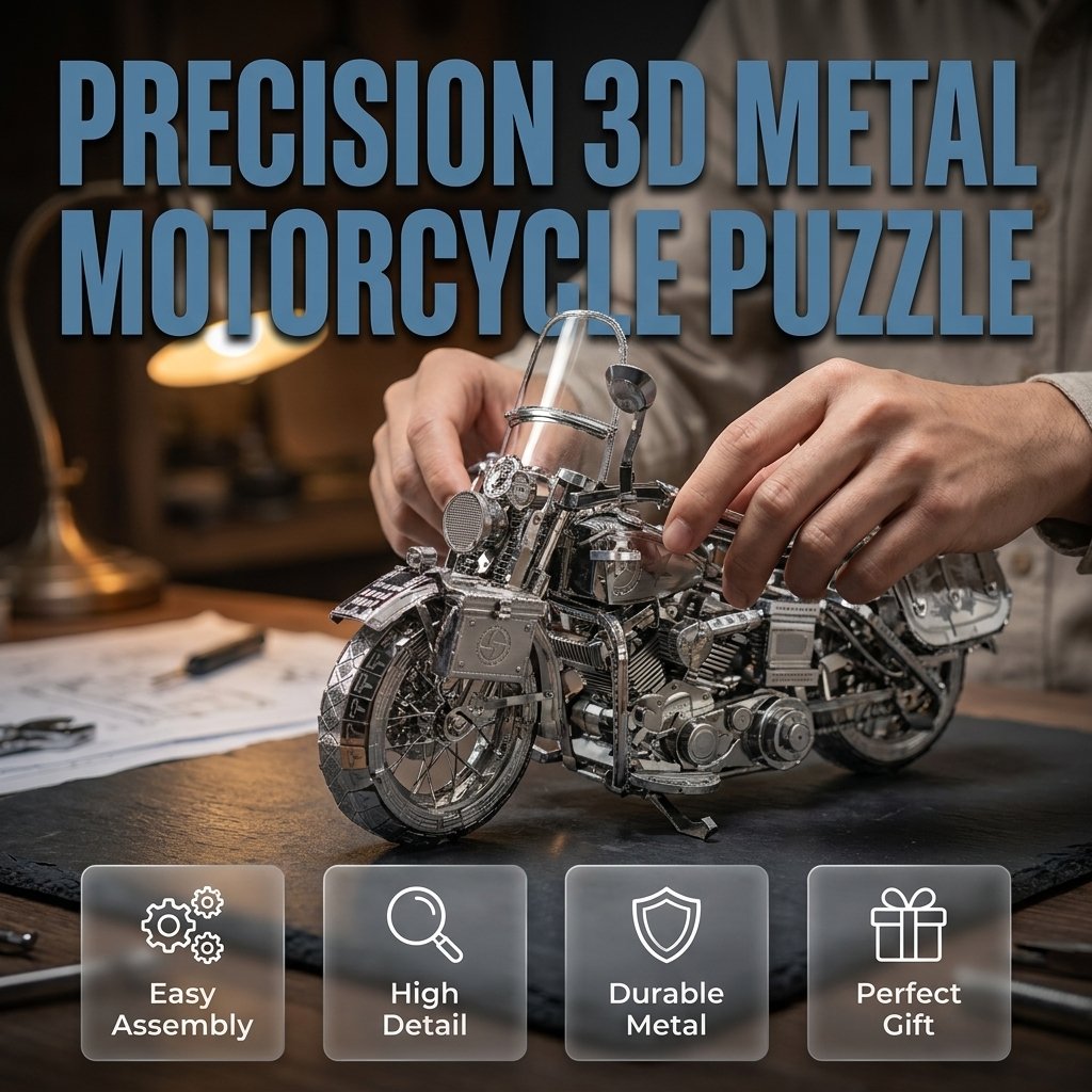 🔥SPECIALE AANBIEDING🔥Zilveren 3D-metalen motorfiets-bouwpuzzel