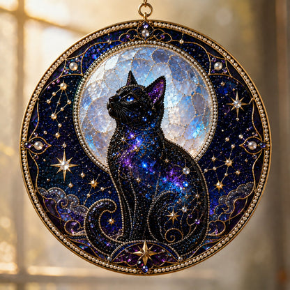 🌙 DIY-set voor een hemelse zwarte kat als raamversiering | 3D-zonnevanger met parelkraaltjes 🔮✨