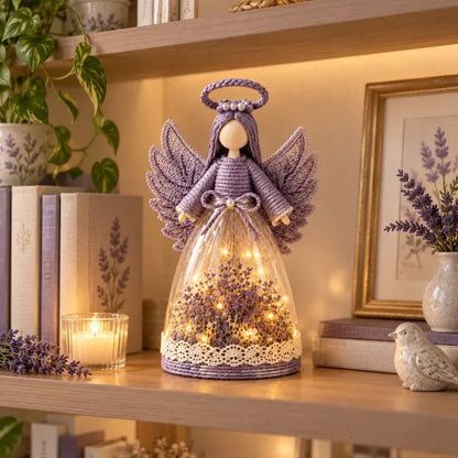 Blooming Guardian Angel Light | Bloemvormig LED-beeldje in lavendel, roze en salie