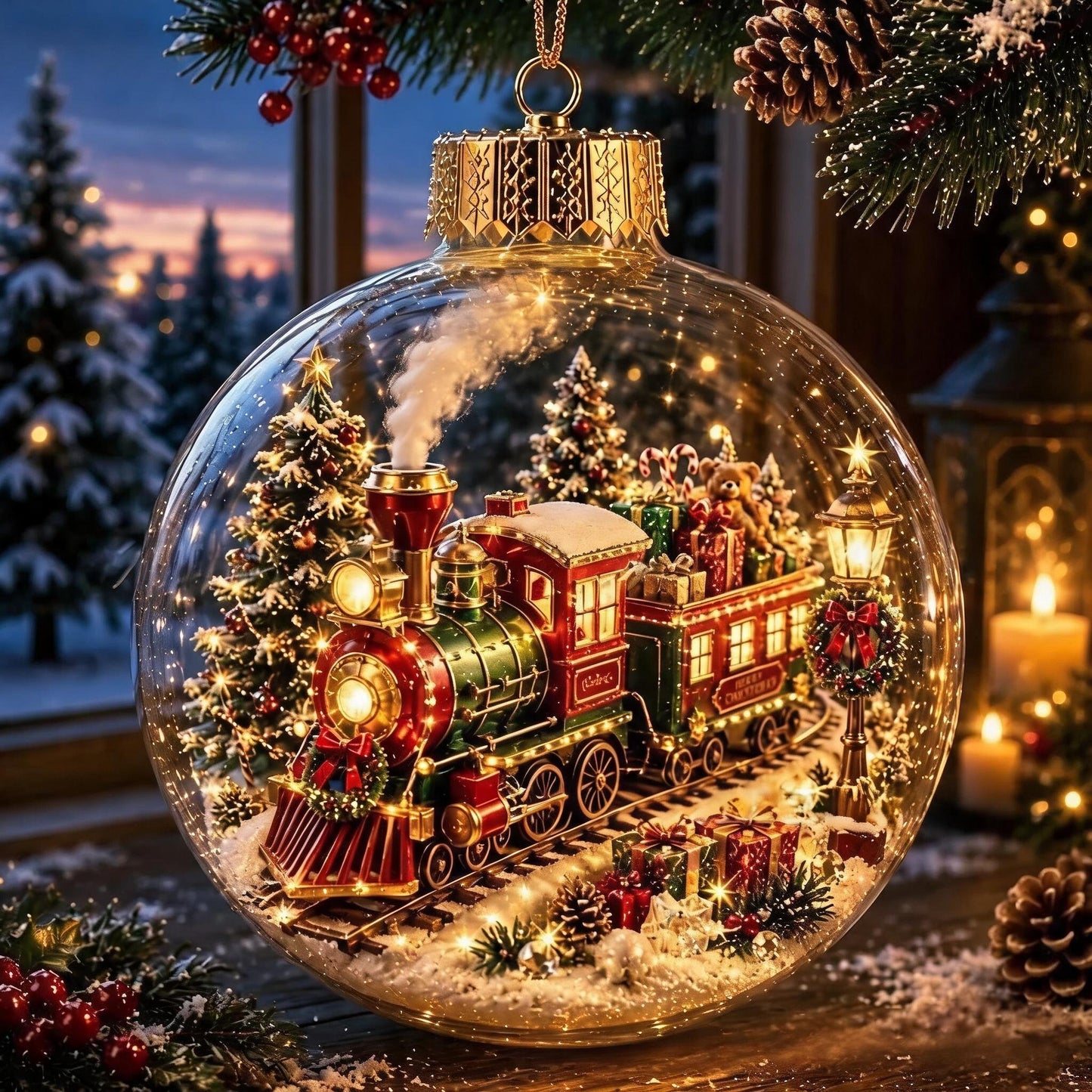 🎄Gloeiende kerstdiorama-kerstbal – Een kleine winterwereld in je handen