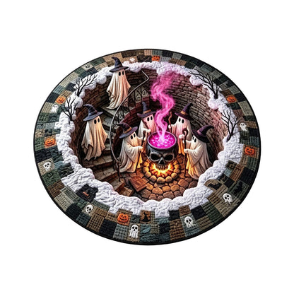 🔥 Rond vloerkleed met 3D-spooktrap – Griezelige Halloween-optische illusie 👻