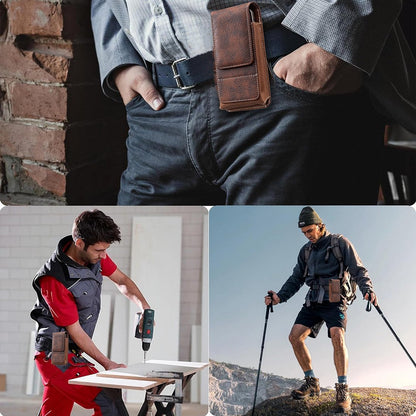 ⚡Grote korting | Heupriem-telefoonhoesje 📱 Leren holster met meerdere vakken en kaarthouder