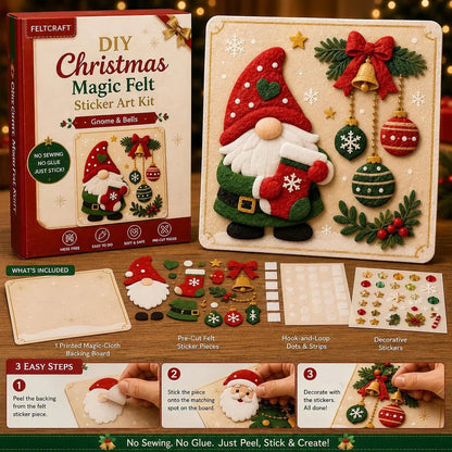 🎄 DIY-kerstmagie: kunstset met viltstickers – afpellen, plakken en creatief aan de slag