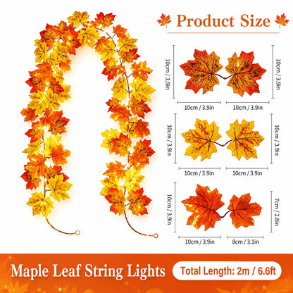 🍂 Sfeervolle Esdoornbladslinger met Warmwit Licht – Een Knusse Herfstdecoratie voor Elk Hoekje!🍁
