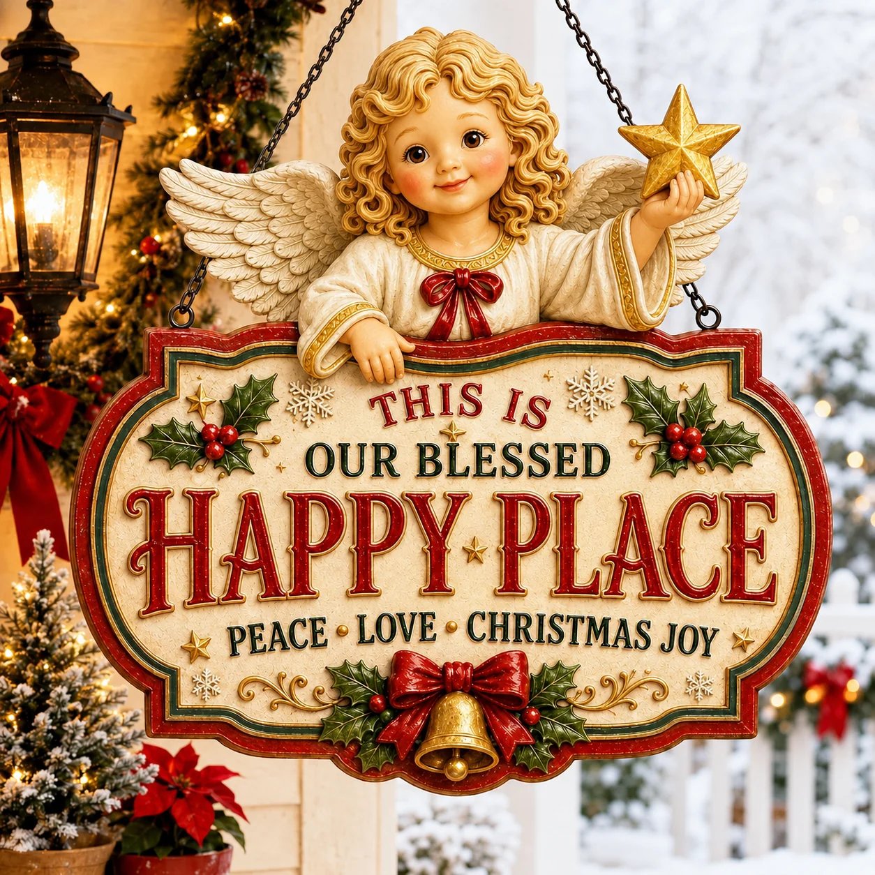 🎄Collectie houten hangbordjes met kerstfiguren | 8 feestelijke ontwerpen van 7,9 of 11,8 inch met vintage-geïnspireerde illustraties, gelaagde kerstdetails en een ophangontwerp ✨