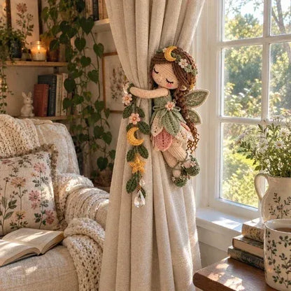 🧚✨ Gehaakte gordijnbandjes ‘Fairy Hug’ – Speelse feeënraamversiering, handgemaakte sieraden & uniek cadeau-idee