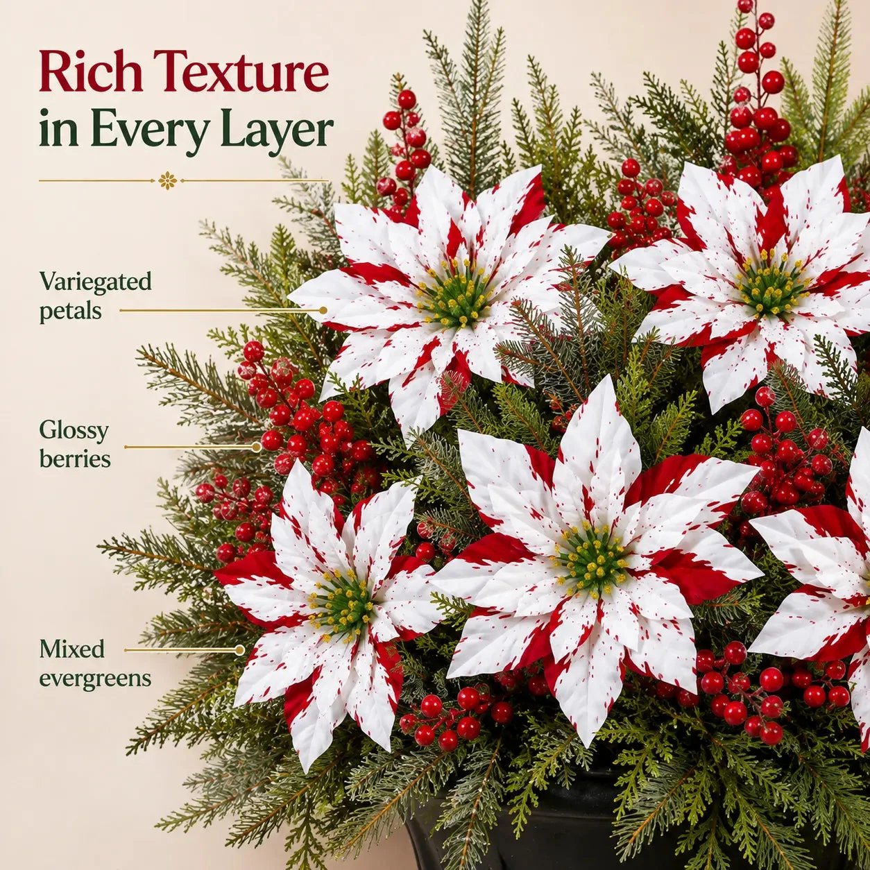 🌸✨ Kunstmatige kerst-winde – bloeit het hele jaar door, geen onderhoud nodig! 🌿