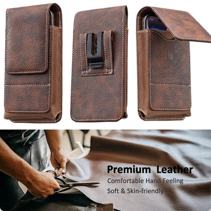 ⚡Grote korting | Heupriem-telefoonhoesje 📱 Leren holster met meerdere vakken en kaarthouder