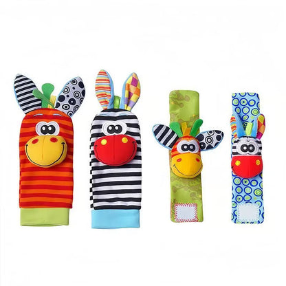 🔥Laatste dag: 49% KORTING - 👶🌈Een set sokjes met belletjes en rammelaars voor pasgeboren baby's, met cartoon-dierenmotief