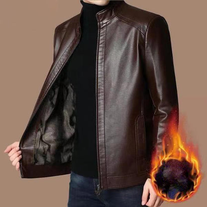 Heren Warm Plush Voering Leren Jas Jas - Cadeau voor Hem!